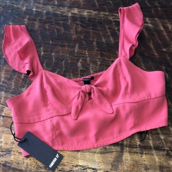 Forever 21 Salsa Melon Pink Bralette Top Sz.L - Picture 1 of 10